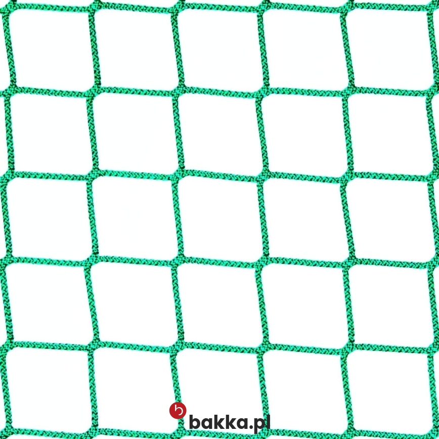 Siatka z polipropylenu do zabezpieczenia ogrodzenia kampera z zielonym obszyciem i oczkami // Bakka