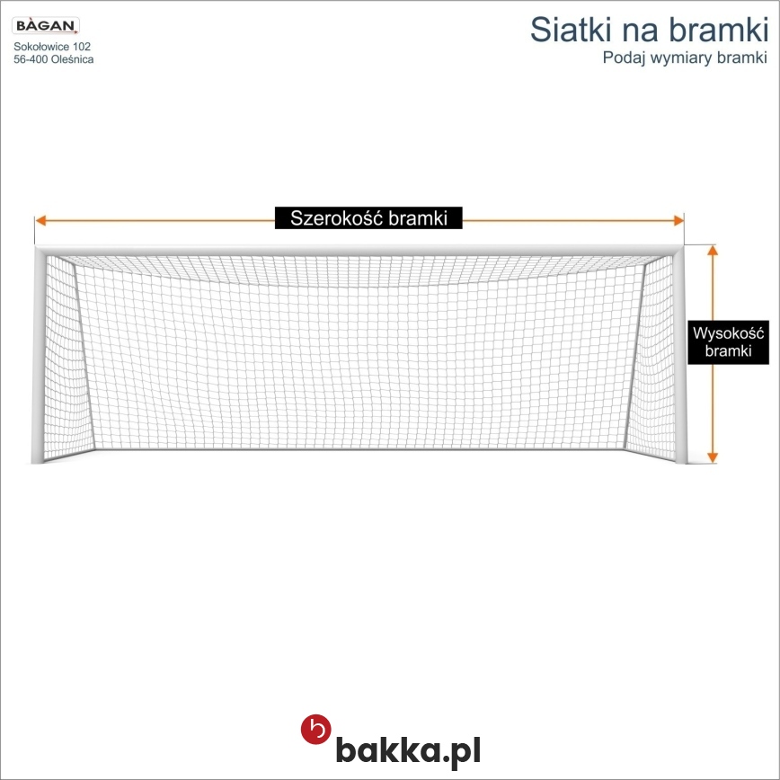 Siatki na bramki - siatka na wymiar - podaj wymiary bramki // Bakka
