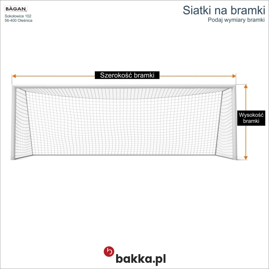 Siatki na bramki - zielone siatki do bramek sportowych wykonane z trwałego polipropylenu z oczkami 10x10 cm, które skutecznie zabezpieczają bramki piłkarskie, szkolne i boiskowe. // Bakka