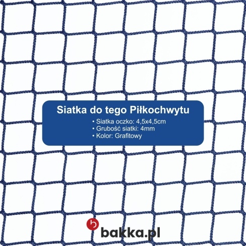 Piłkochwyt o wysokości 4m do zamówienia na indywidualne wymiary, z siatką o grubości 4mm i oczkach 4,5x4,5cm, w wybranym kolorze.