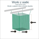 Worek na zabawki // Worek siatkowy na zabawki o oczku 45 mm, wykonany z mocnego polipropylenu, dostępny w kolorach: zielonym, niebieskim i czarnym, szyty na wymiar według twoich potrzeb. // Bakka