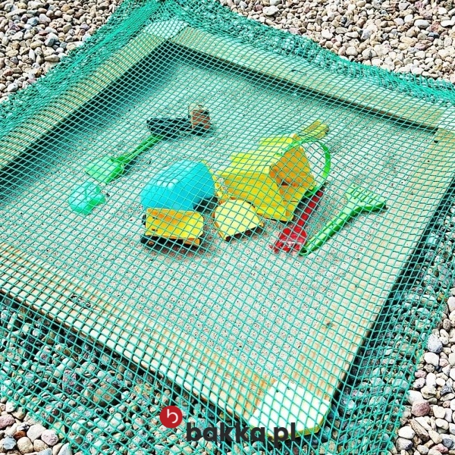  Bakka - Ogrodzenie piaskownicy - Siatka o małych oczkach 1x1 cm do zabezpieczenia wykonana z polipropylenu w kolorze szarym lub czarnym sprzedawana na wymiar 