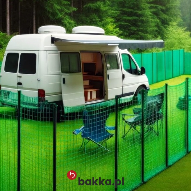  Bakka - Odmienne ogrodzenie kempingu dla psa - elastyczna siatka ochronna z tworzywa na wymiar, zabezpieczająca i trwała, o oczku 6x6 cm, do ochrony własnego terenu. 
