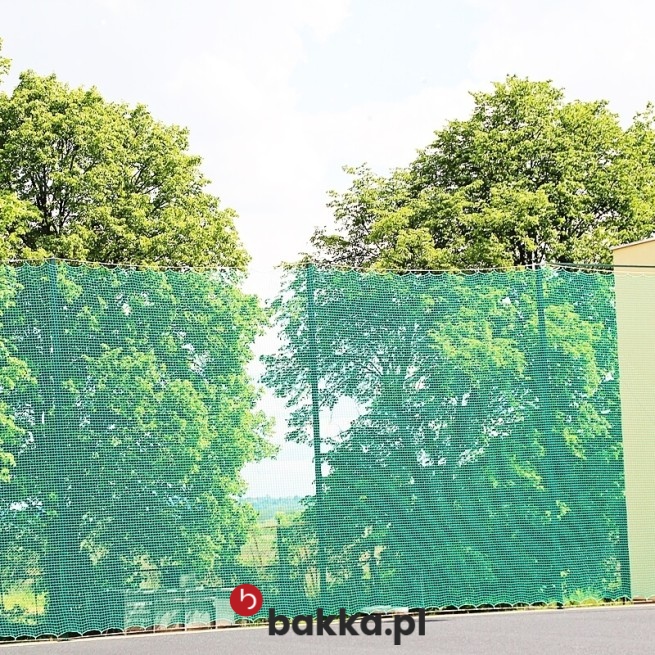 Siatka ochronna z polipropylenu o oczkach 8x8 cm w kolorach zielonym i szarym w Bakka