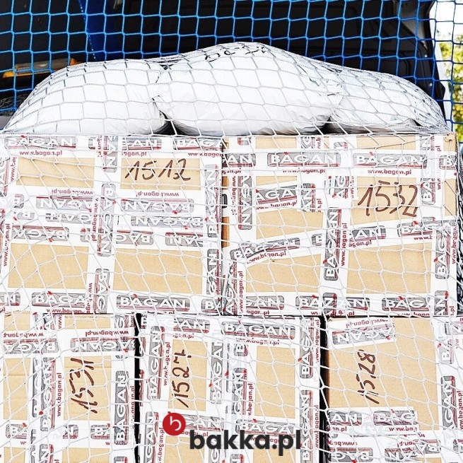  Bakka - Siatka do Busa: zabezpieczająca siatka ochronna z polipropylenu, elastyczna i pleciona, dostępna w różnych wymiarach, o oczkach 8x8 cm i grubości 6 mm, w kolorze zielonym, sprzedawana na indywidualne zamówienie. 