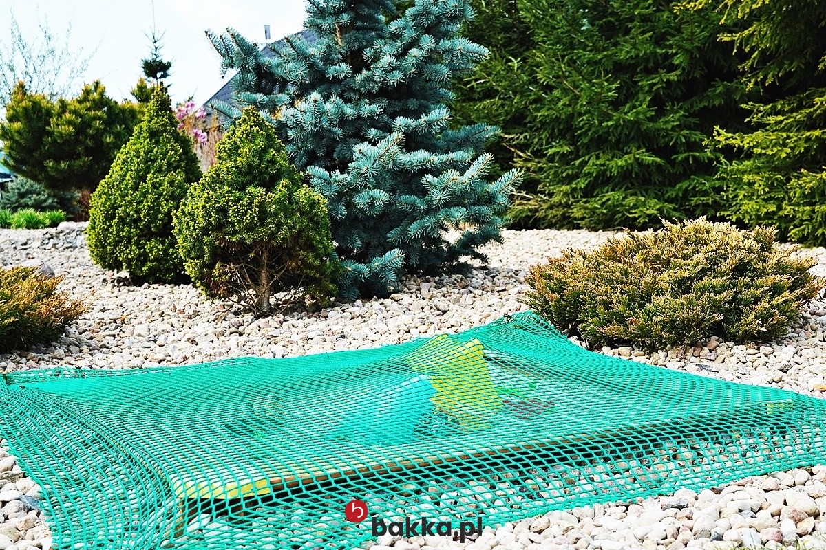   Bakka - Zielona siatka ochronna z polipropylenu o grubości 4mm i oczkach 10x10cm do indywidualnego zastosowania 