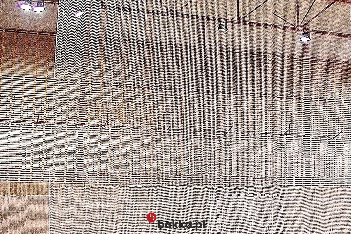   Bakka - Siatki Hale Sportowe - elastyczna siatka ochronna z polipropylenu do zabezpieczenia na wymiar z zielonym obszyciem i oczkami 10x10 cm 